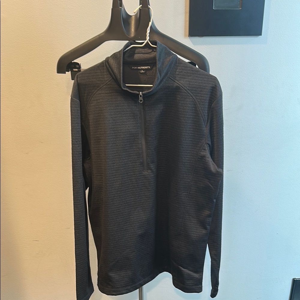 Port Authority Gray Zip Up Sweater